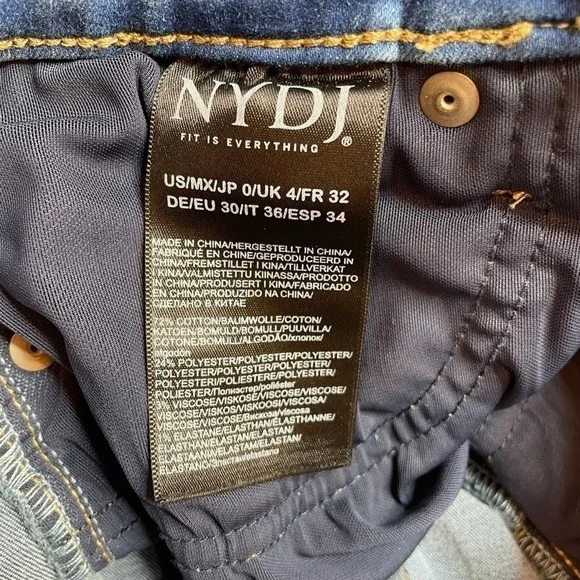 NYDJ Curves 360 Slim Straight Jeans Size 0 Biscayne Blue New - Picture 5 of 8
